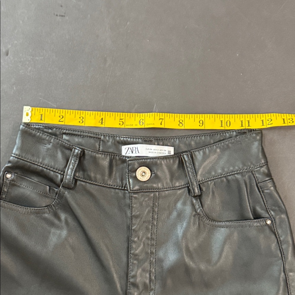 Zara Black Leather Pants 2 - Picture 6 of 16